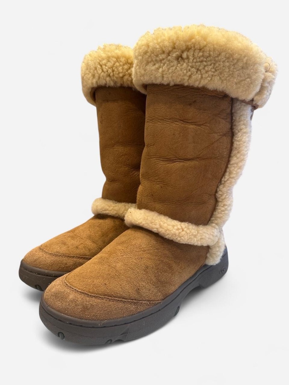 VTG UGG Australia Sunburst Tall 5218 Boots Chestnut Shearling Women’s Size 9